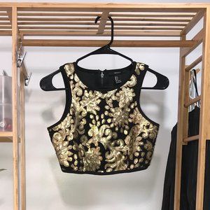 Gold Sequined Crop Top